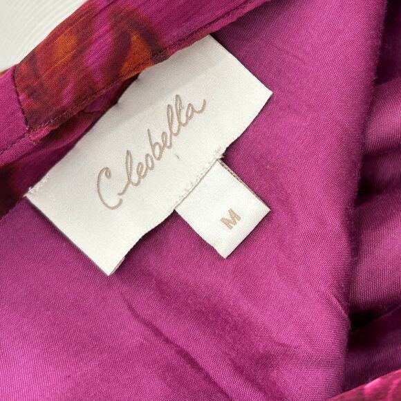 Cleobella Olivia Purple Botanical Floral Print Tie Neck Top - Picture 10 of 12